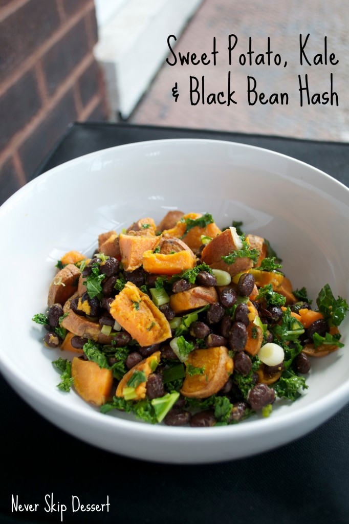 Sweet Potato Kale and Black Bean Hash with Text