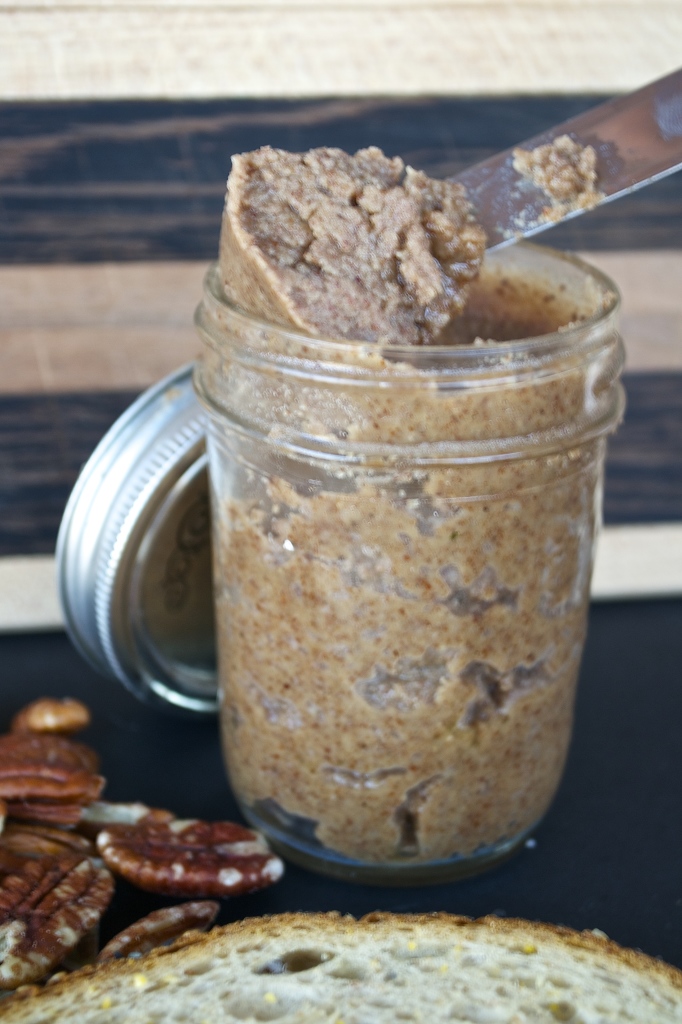 Salted Pecan Butter ~ nutty and salty this pecan butter is easy to make and is a delicious spread on toast!
