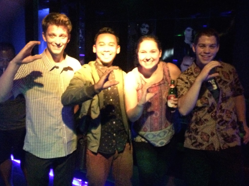 Karaoke and beverages with C Squad - what we affectionately named our class. Jared, Moko, Me, and Stephen.